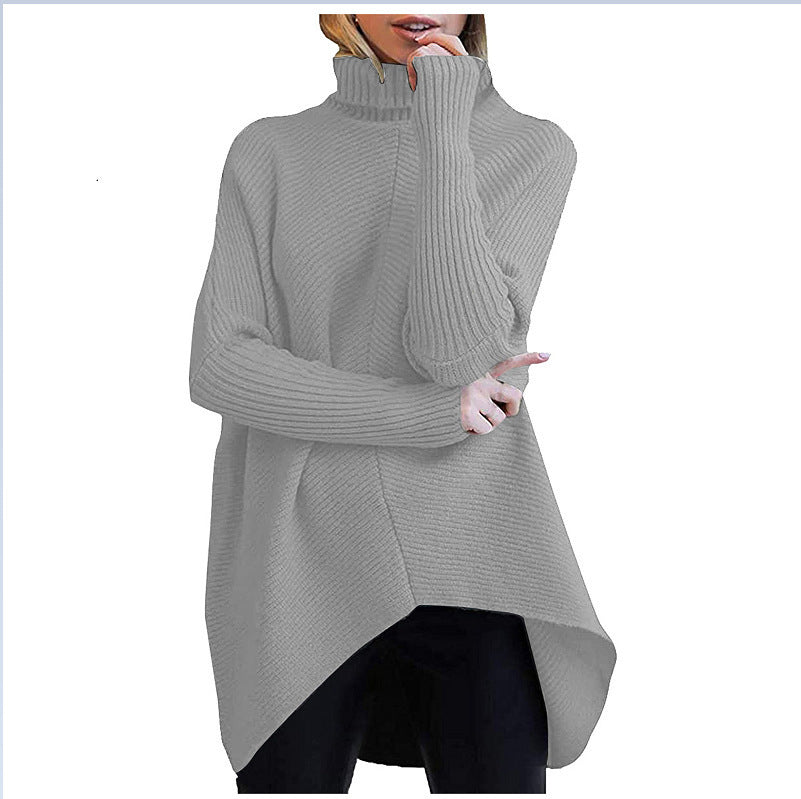 Women Oversized Turtleneck Sweater, Fall Sweaters Turtleneck Long Sleeve Spilt Hem Pullover Knit Sweater Tops. loveyourmom Love Your Mom Grey 2XL 