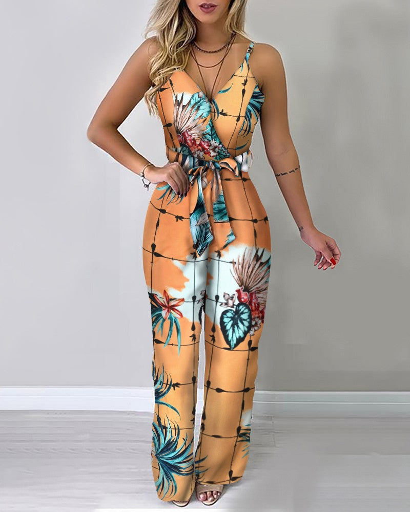 Jumpsuit  | Sling temperament wide-leg jumpsuit | [option1] |  [option2]| thecurvestory.myshopify.com