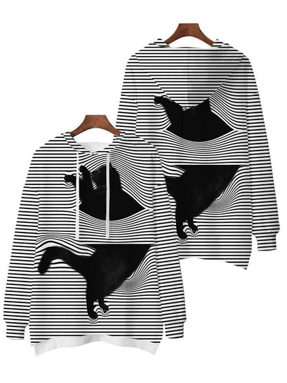 2021 autumn and winter women's new striped cat hooded sweater - INS | Online Fashion Free Shipping Clothing, Dresses, Tops, Shoes