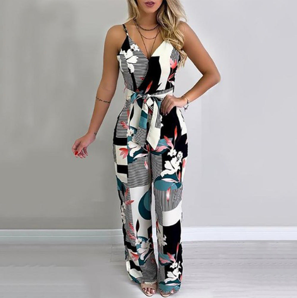 Jumpsuit  | Sling temperament wide-leg jumpsuit | [option1] |  [option2]| thecurvestory.myshopify.com