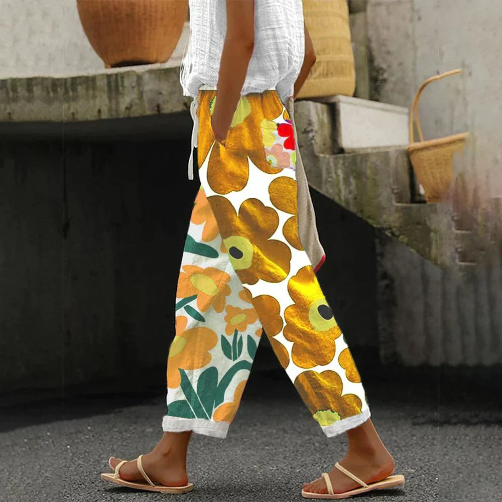 Pamela® |Pantalon vert à imprimé floral frais