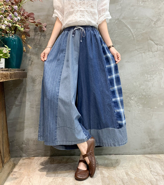 Fashion Old Style Wide Legs Pants Jeans-Pants-Blue-Color-Free Shipping Leatheretro