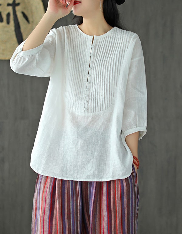 Women's Buckle Front Linen Shirt Accessories 50.00