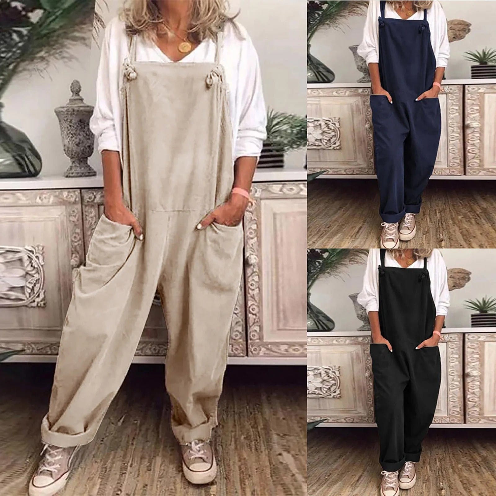 MOIRA - Overall Jumpsuit aus locker gebundener Baumwolle und Leinen