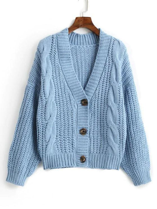 Plain Cable Knit Button Up Cardigan - INS | Online Fashion Free Shipping Clothing, Dresses, Tops, Shoes