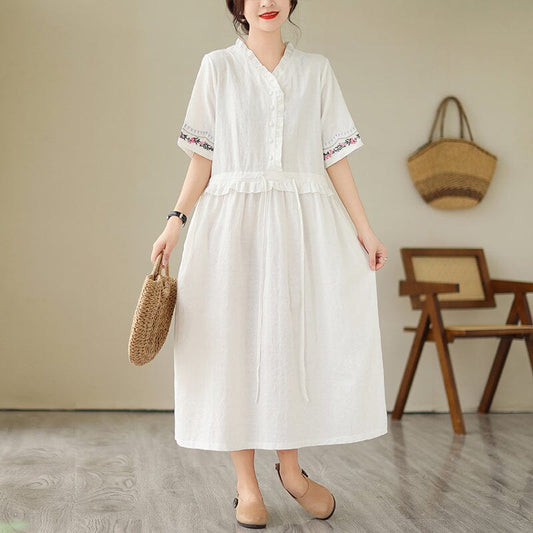 Summer Minimalist Casual Cotton Figured Dress