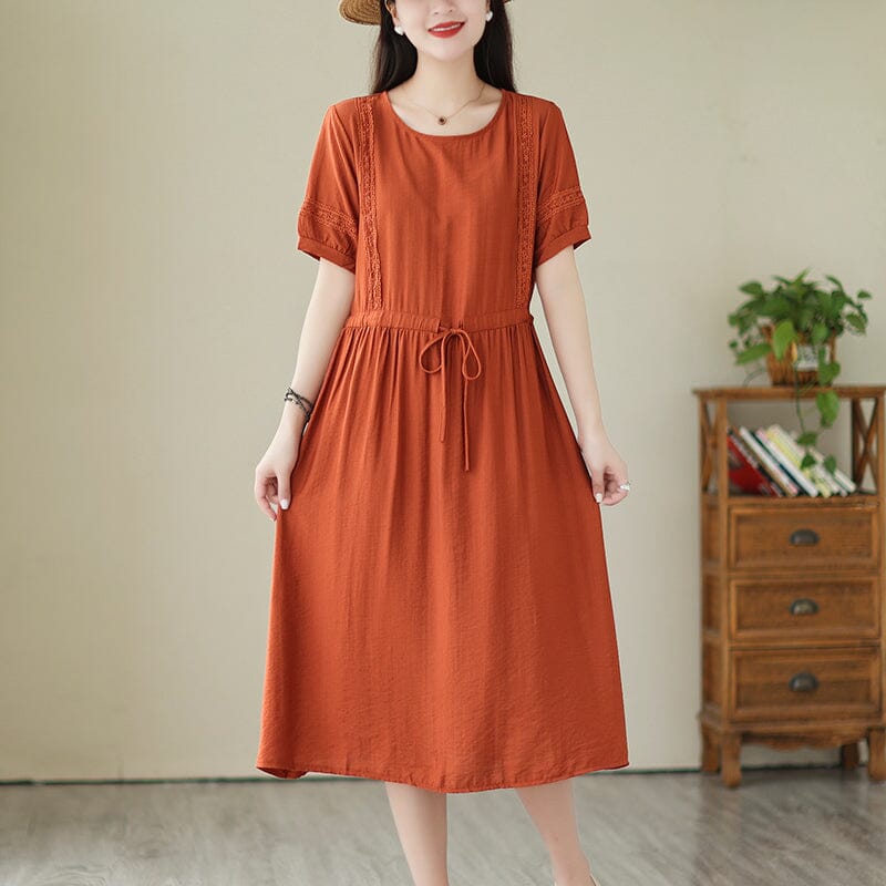 Summer Minimalist Casual Solid Cotton Linen Dress