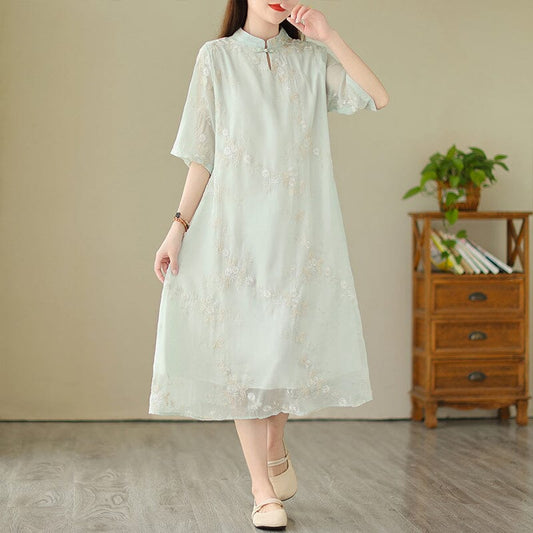 Summer Retro Embroidery Loose Dress