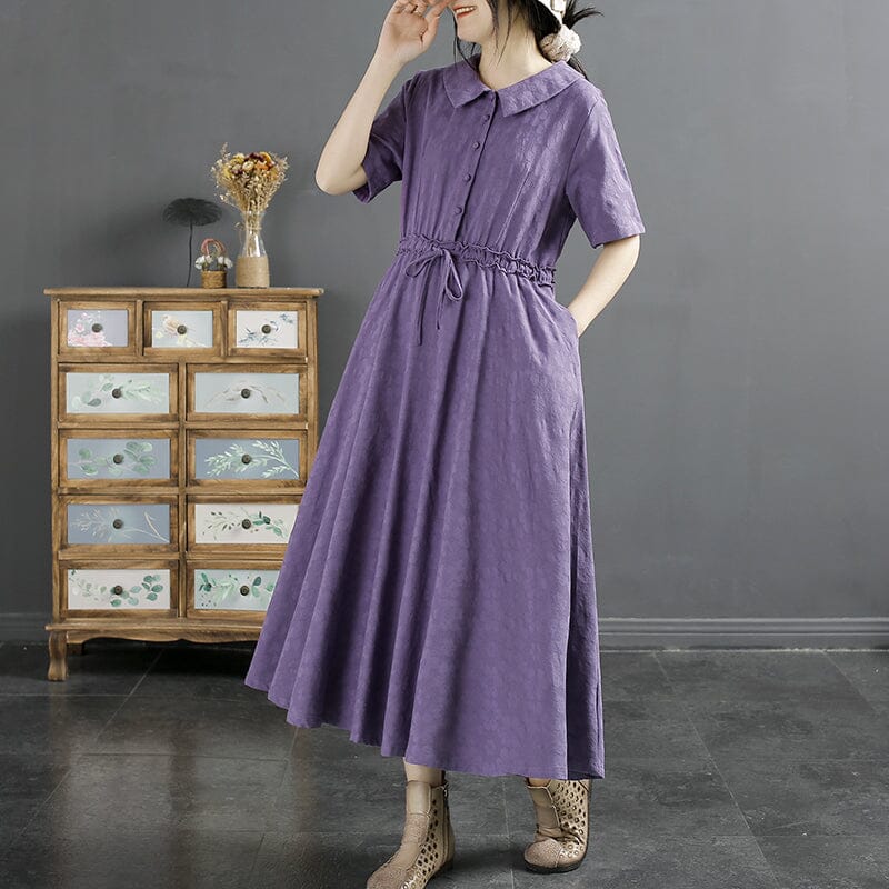 Summer Retro Minimalist Figured Cotton Linen Dress