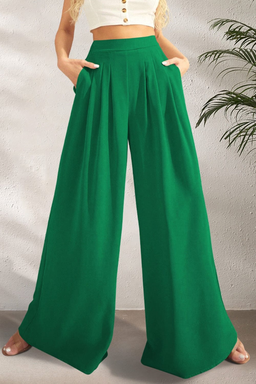 The802Gypsy Bottoms/Pants & Culotte GYPSY-High Waist Wide Leg Trouser Pants