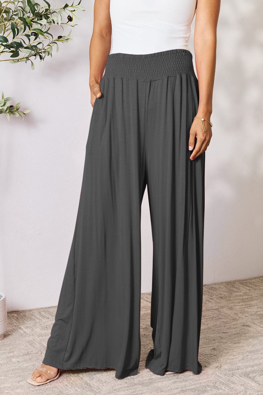 The802Gypsy pants Coffee Brown / S ❤GYPSY-Double Take-Wide Waistband Wide Leg Pants