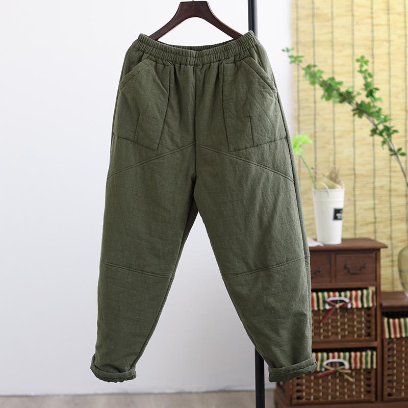 Winter Retro Thicken Cotton Linen Casual Pants