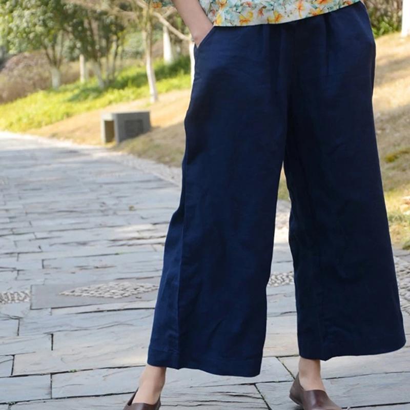 Women Linen Ankle Length Loose Pants