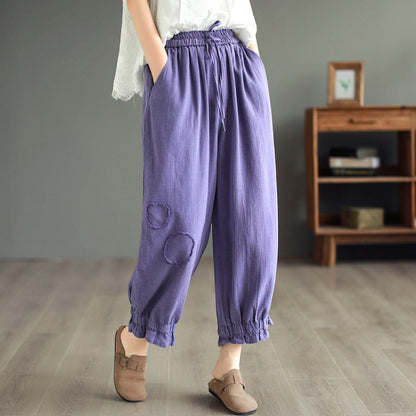 Women Retro Loose Bloomers Linen Pants