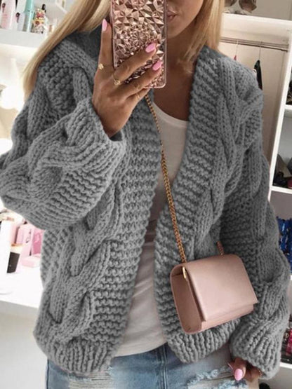 Women's Cardigans Thick Thread Twist Long Sleeve Sweater Cardigan - Cardigans & Sweaters - INS | Online Fashion Free Shipping Clothing, Dresses, Tops, Shoes - 18/10/2021 - 30-40 - CAR2110181153