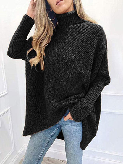 Women's Sweaters High Collar Pullover Long Sleeve Irregular Sweater - Cardigans & Sweaters - INS | Online Fashion Free Shipping Clothing, Dresses, Tops, Shoes - 08/11/2021 - 40-50 - Cardigans & Sweaters