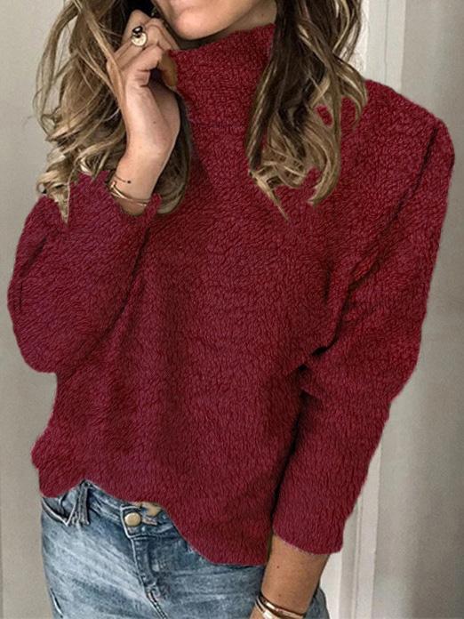 Women's Sweaters Solid Turtleneck Long Sleeve Plush Sweater - Cardigans & Sweaters - INS | Online Fashion Free Shipping Clothing, Dresses, Tops, Shoes - 10-20 - 21/08/2021 - Cardigans & Sweaters